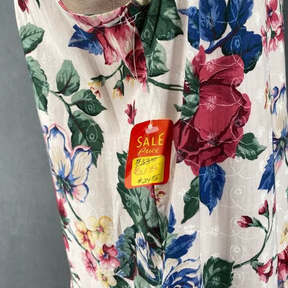 Vtg 80s 90s NOS Brights Creek Cottage Garden Midi Dress Romantic Boho 14? Floral - Picture 7 of 15